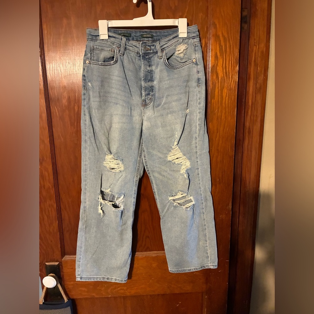 Highest Rise Straight Distressed Jeans